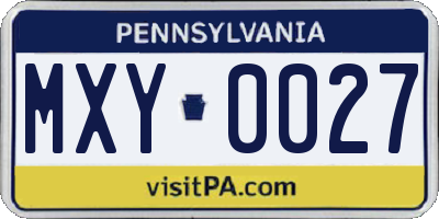 PA license plate MXY0027