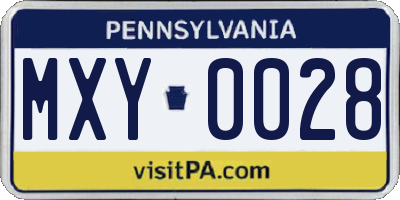 PA license plate MXY0028