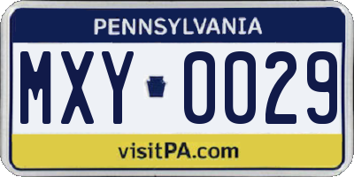 PA license plate MXY0029