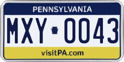 PA license plate MXY0043