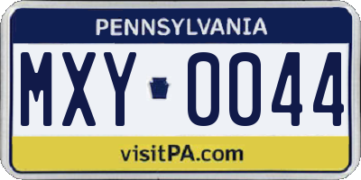PA license plate MXY0044