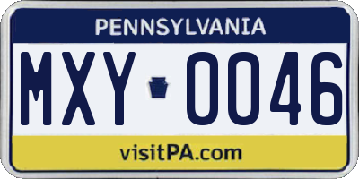 PA license plate MXY0046