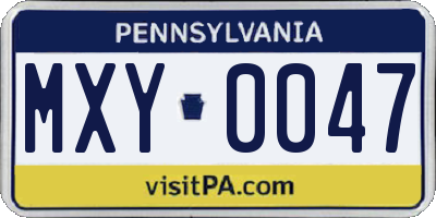 PA license plate MXY0047