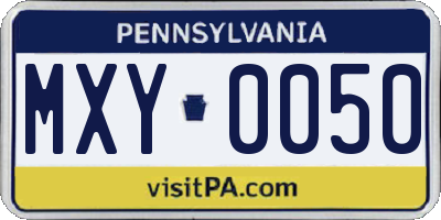PA license plate MXY0050