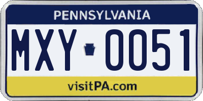 PA license plate MXY0051