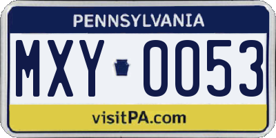 PA license plate MXY0053