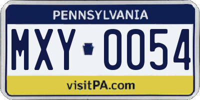 PA license plate MXY0054