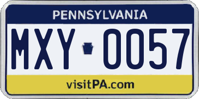 PA license plate MXY0057