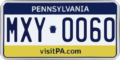 PA license plate MXY0060
