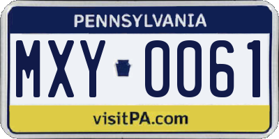 PA license plate MXY0061