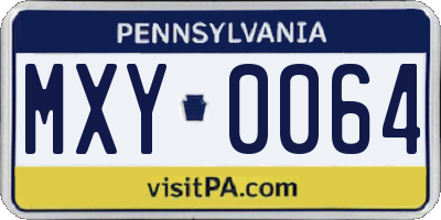 PA license plate MXY0064
