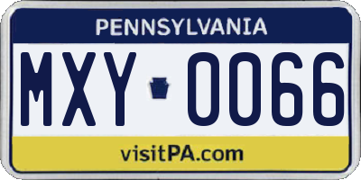 PA license plate MXY0066