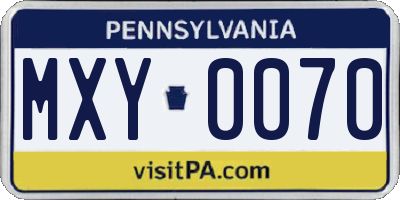 PA license plate MXY0070