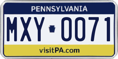 PA license plate MXY0071