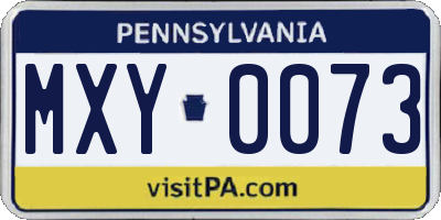 PA license plate MXY0073