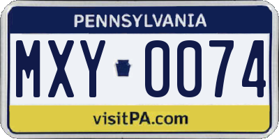 PA license plate MXY0074