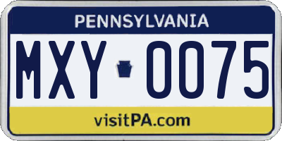 PA license plate MXY0075