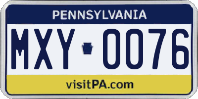 PA license plate MXY0076