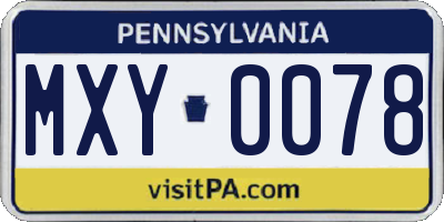 PA license plate MXY0078