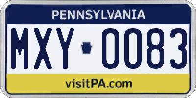 PA license plate MXY0083