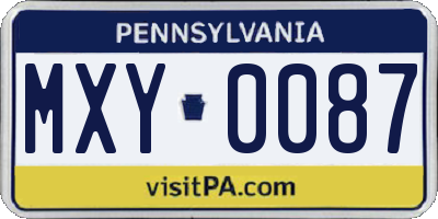 PA license plate MXY0087