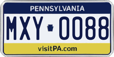PA license plate MXY0088