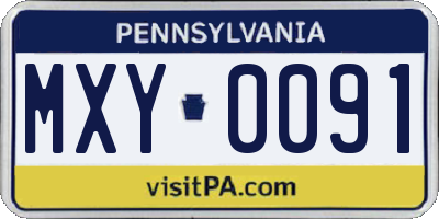 PA license plate MXY0091