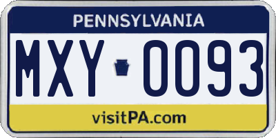 PA license plate MXY0093