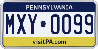 PA license plate MXY0099