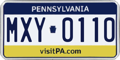 PA license plate MXY0110