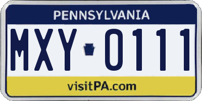 PA license plate MXY0111
