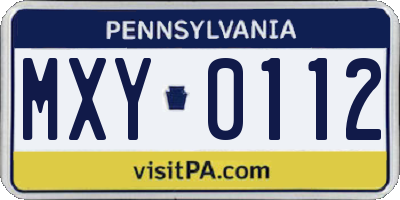 PA license plate MXY0112