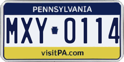 PA license plate MXY0114
