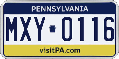 PA license plate MXY0116