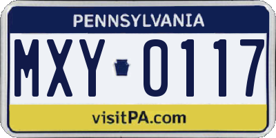 PA license plate MXY0117