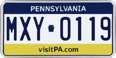 PA license plate MXY0119