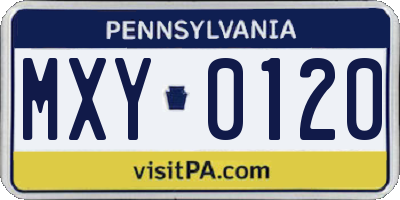 PA license plate MXY0120