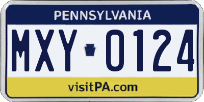 PA license plate MXY0124
