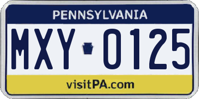 PA license plate MXY0125