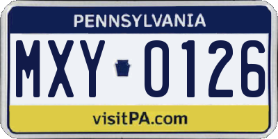 PA license plate MXY0126