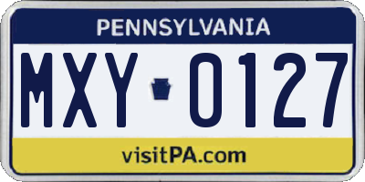 PA license plate MXY0127