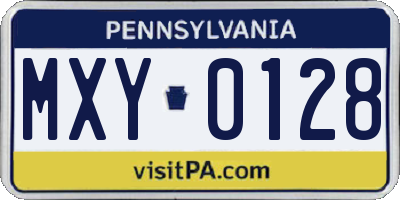 PA license plate MXY0128