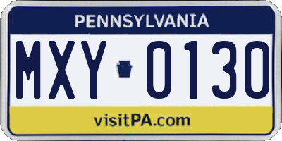 PA license plate MXY0130