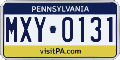 PA license plate MXY0131
