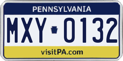 PA license plate MXY0132