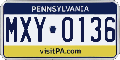 PA license plate MXY0136