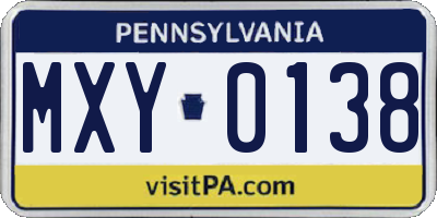 PA license plate MXY0138