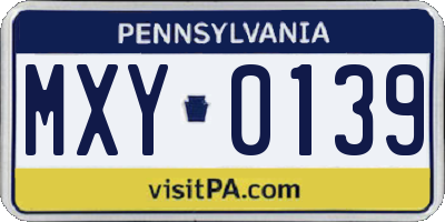 PA license plate MXY0139