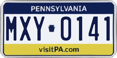 PA license plate MXY0141