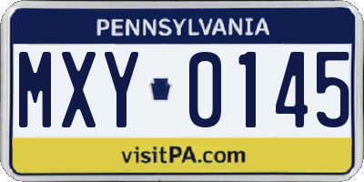 PA license plate MXY0145